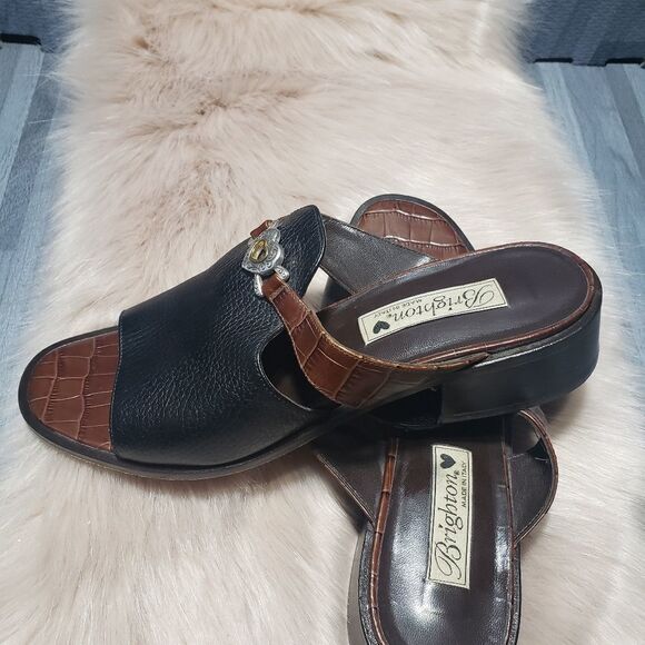 Brighton Black and brown croc sandals - Picture 4 of 5